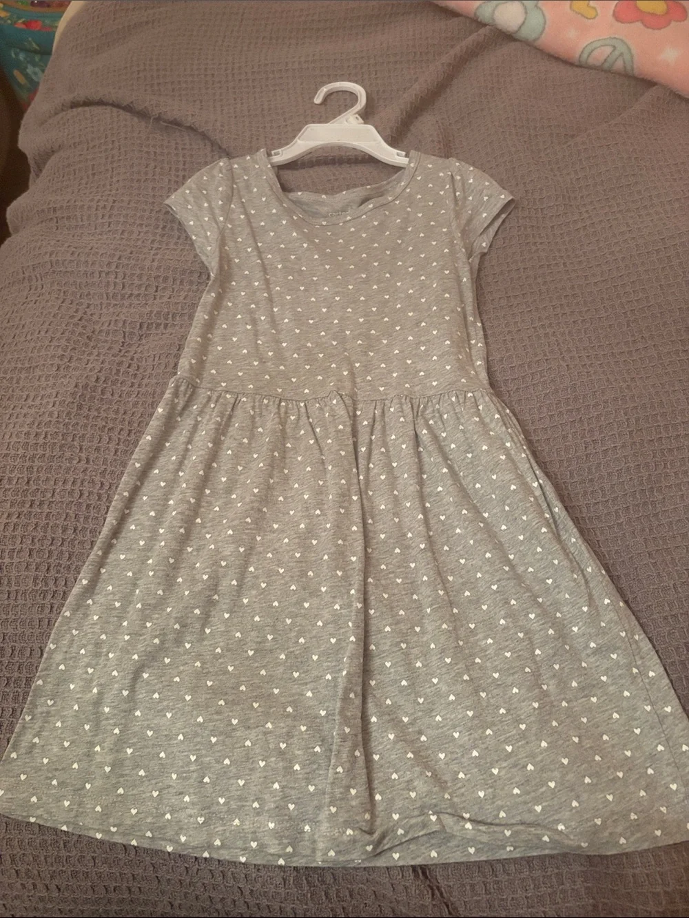 Carter's Gray Dress with White Heart Print